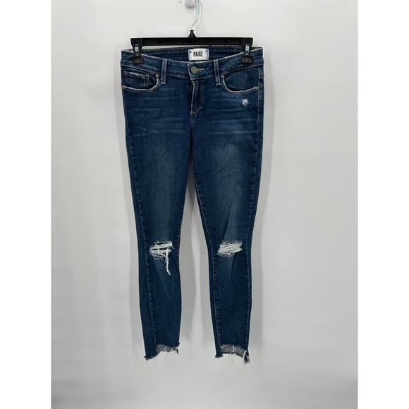 PAIGE Verdugo Ankle Skinny Jean in Dedee Destructed Distressed Denim Jeans // 26 - Picture 1 of 9